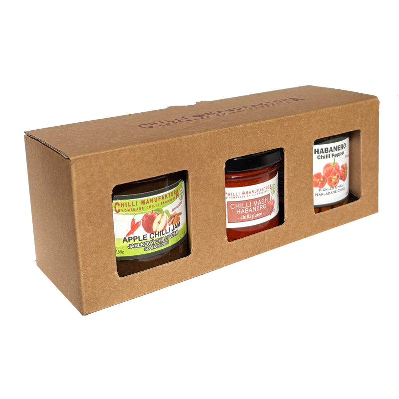 Pudełko prezentowe 3 sztuki: Jam,Mash, Wysterilyzowane chilli Pudełko prezentowe 3 sztuki: Jam,Mash, Wysterilyzowane chilli